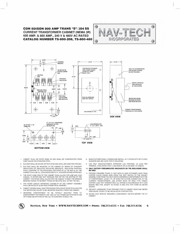 Con Ed TS800-208 & TS800-480 Stainless Steel drawing